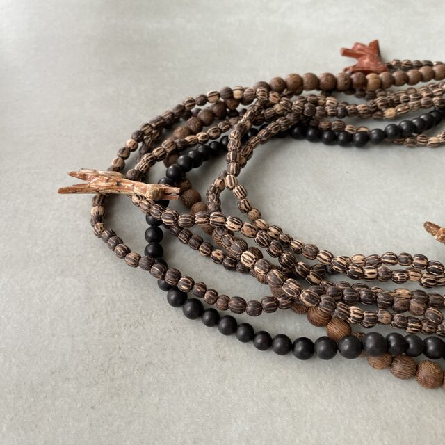 Vintage 70s-80s USA retro safari wood beads long necklace | iichi