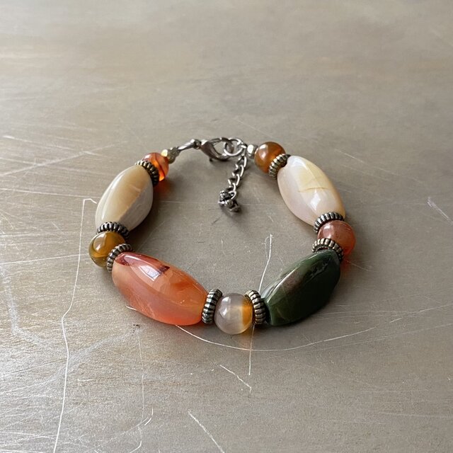 STONE  M　９０s 　初期　ヴィンテージ　アンティークレア Vintage 90s USA retro multicolor natural stone bracelet | iichi