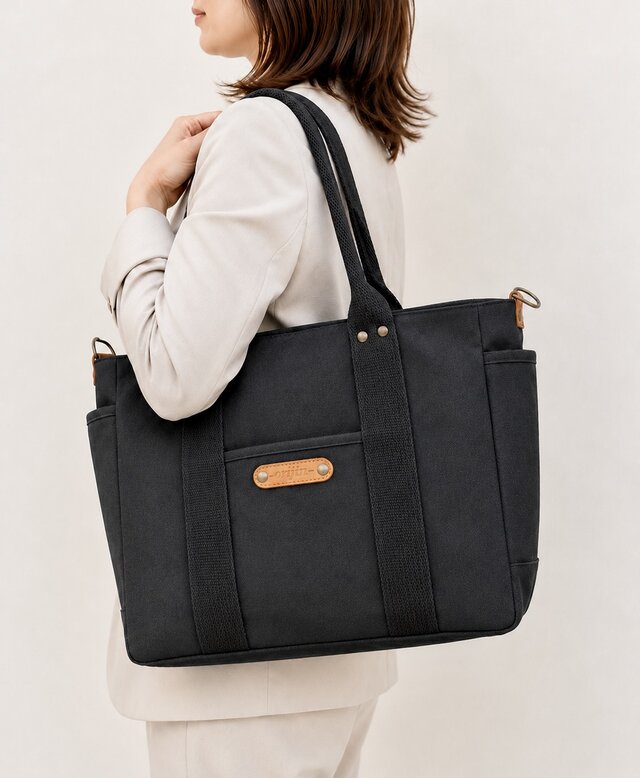 A4対応・8ポケット】荷物が迷子にならない 8号帆布トートバッグ
