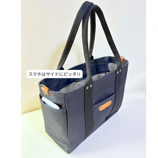 A4対応・8ポケット】荷物が迷子にならない 8号帆布トートバッグ