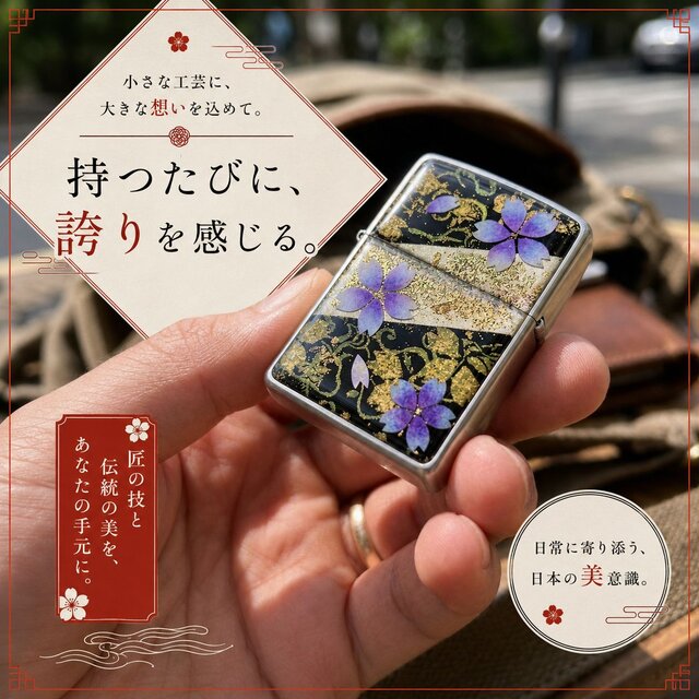 zippoケース『化』ライター ジッポ 和柄 工芸 職人 送料無料 名入れ 桜