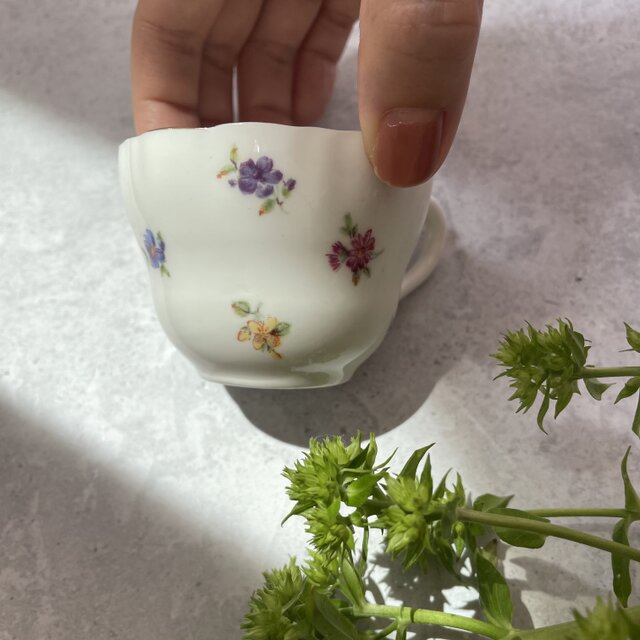 サン・クルー窯　金彩　薔薇のデミタスカップ＆ソーサー 金彩と小花のデミタスカップ＆ソーサー｜Gustavsbergグスタフスベリ