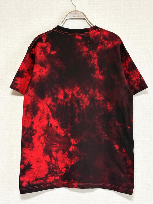タイダイ Tシャツ Mサイズ ブラック×レッド ムラ染め Hippies Dye HD26