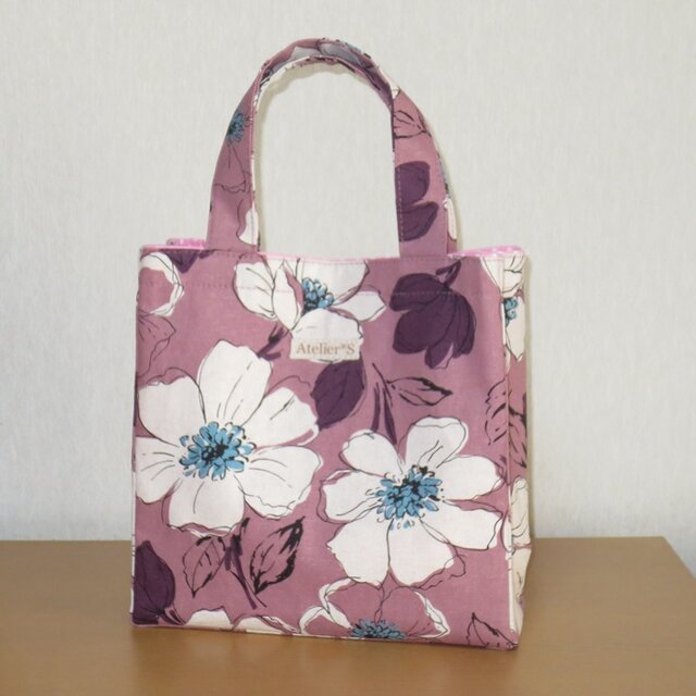 花柄トートバッグ ピンク ミニスクエアトートバッグ☆花柄（濃ピンク） | iichi 日々の暮らしを