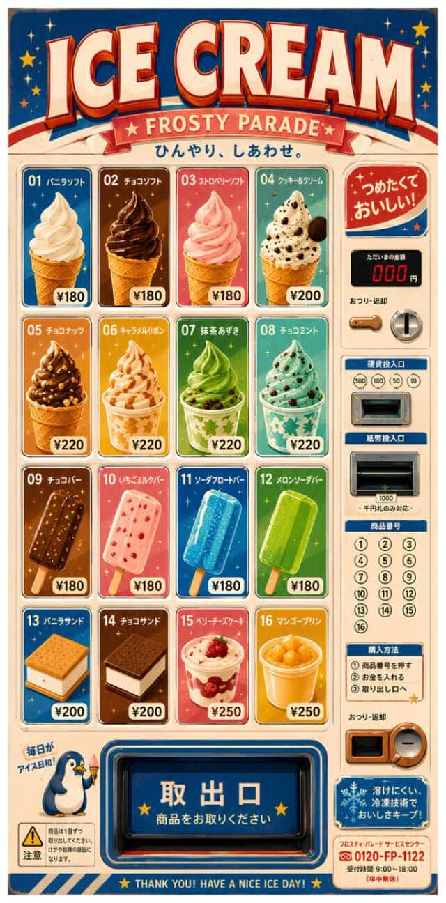 オーダー無料】アイスクリーム ソフトクリーム かき氷 お菓子 自動販売