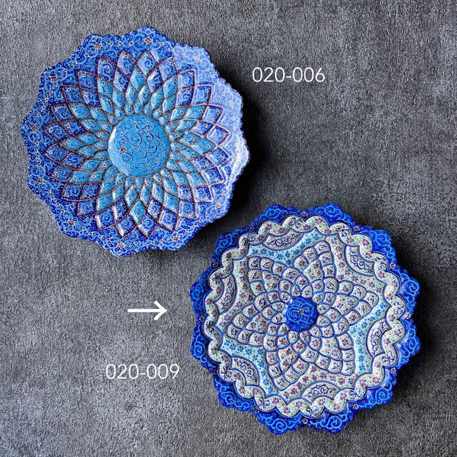 ペルシャのエナメル皿（ミーナーカーリー）飾り皿 Φ20cm 壁飾り