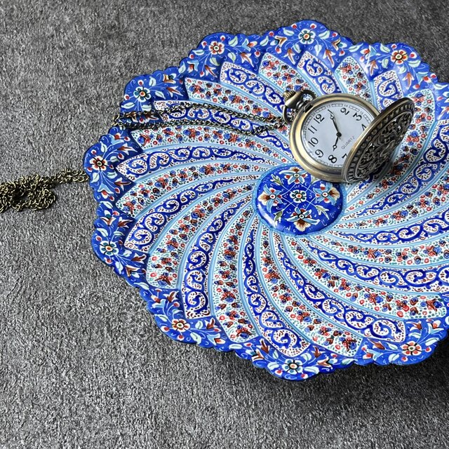 ミーナカーリー　飾り皿30cm ペルシャのエナメル皿（ミーナーカーリー）飾り皿 Φ20cm 壁飾り