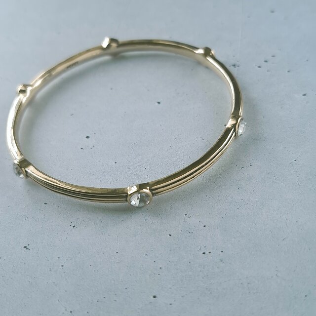 MONET》 gold four line clear rhinestone モネ ヴィンテージバングル