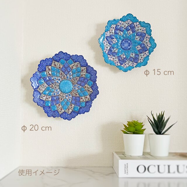 ペルシャのエナメル皿（ミーナーカーリー）飾り皿 Φ20cm 壁飾り