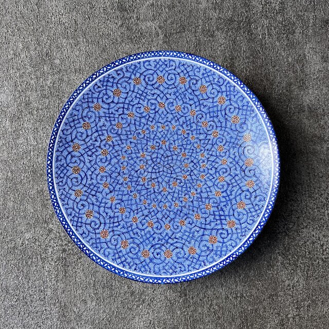 ペルシャのエナメル皿（ミーナーカーリー）飾り皿 Φ20cm 壁飾り