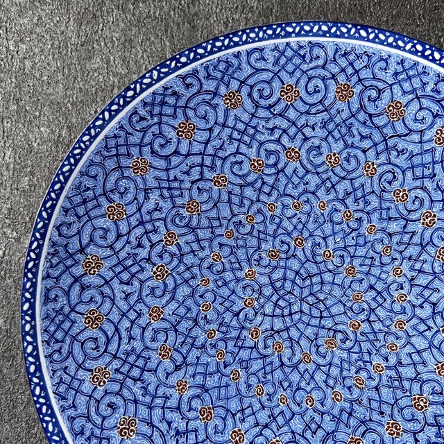 ペルシャのエナメル皿（ミーナーカーリー）飾り皿 Φ20cm 壁飾り