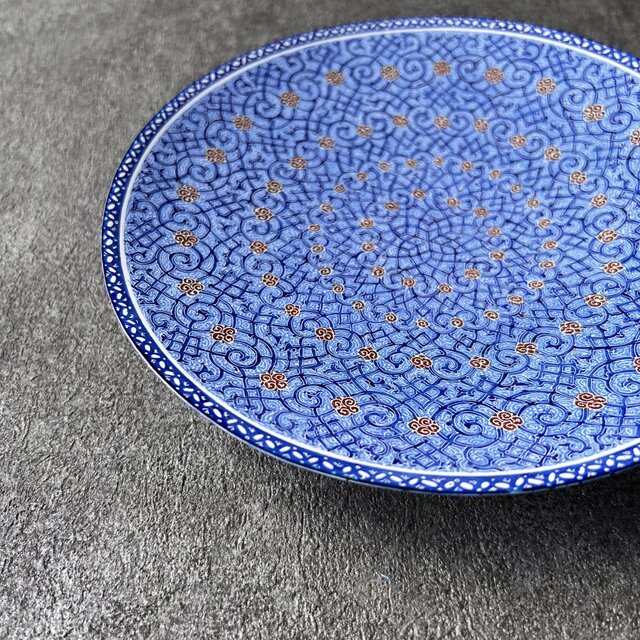 ペルシャのエナメル皿（ミーナーカーリー）飾り皿 Φ20cm 壁飾り
