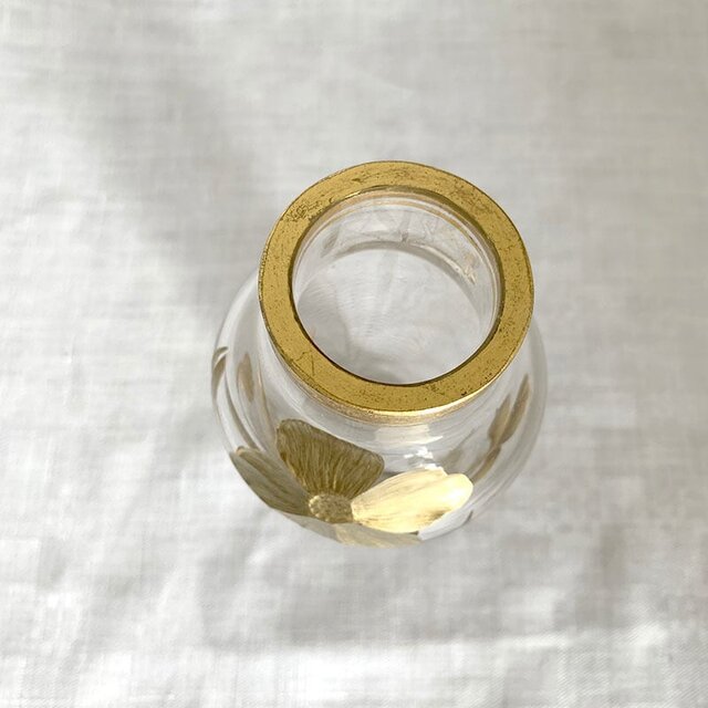 フラワーベース 花瓶 アンティークガラスウェア アールヌーヴォー 金彩