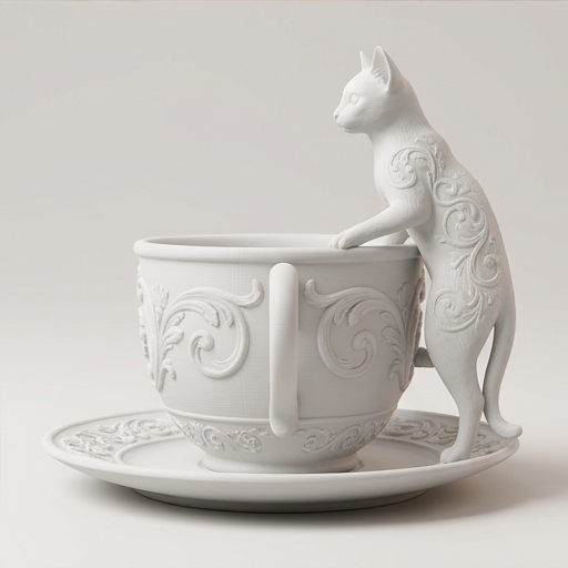猫（アビシニアン）のアクセサリートレイ 小物入れ マットホワイト