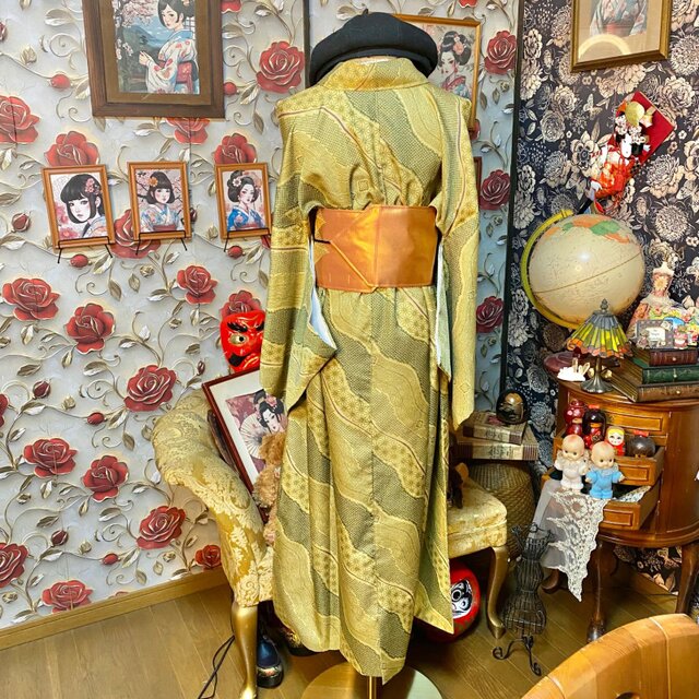 着物リメイク ワンピース ロング ドレス 和洋折衷 洗える 化繊 名古屋