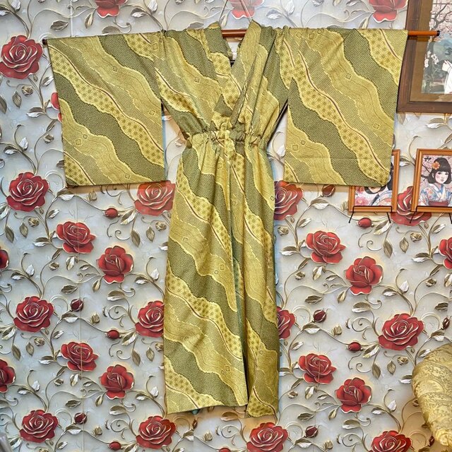 着物リメイク ワンピース ロング ドレス 和洋折衷 洗える 化繊 名古屋