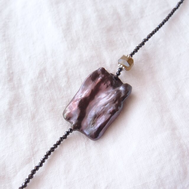 Big Square Pearl Necklace／スクエアパール ワンポイントネックレス