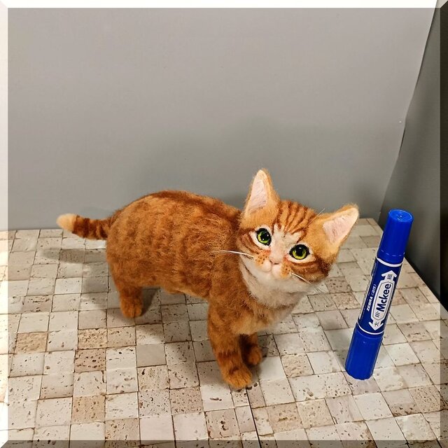 羊毛フェルト 猫 茶トラ猫 ねこ ネコ 猫フィギュア | iichi 日々の