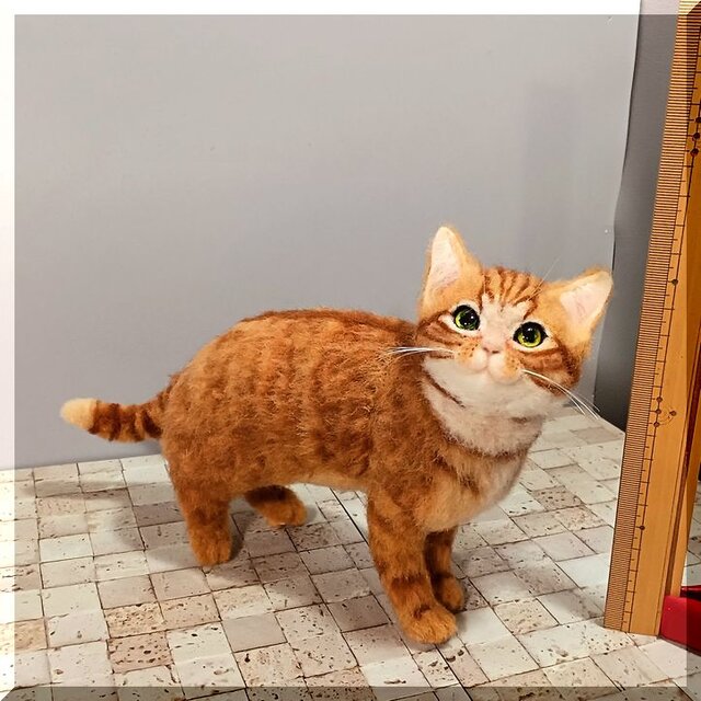 羊毛フェルト 猫 茶トラ猫 ねこ ネコ 猫フィギュア | iichi 日々の