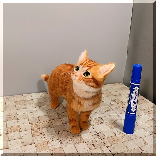 羊毛フェルト 猫 茶トラ猫 ねこ ネコ 猫フィギュア | iichi 日々の
