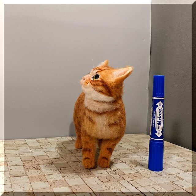 羊毛フェルト 猫 茶トラ猫 ねこ ネコ 猫フィギュア | iichi 日々の