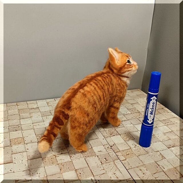 羊毛フェルト 猫 茶トラ猫 ねこ ネコ 猫フィギュア | iichi 日々の