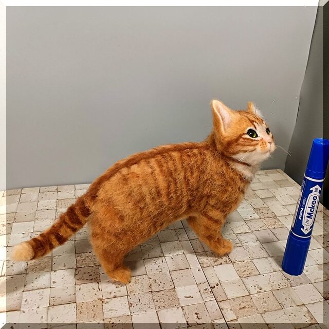 羊毛フェルト 猫 茶トラ猫 ねこ ネコ 猫フィギュア | iichi 日々の