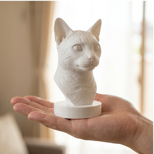 猫（ベンガル）の3Dプリント胸像 白PLA 彫刻 置物 インテリア | iichi