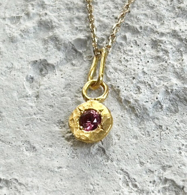 K24天然レッドスピネル Pure Gold+Red Spinel◇純金 ◇ペンダント