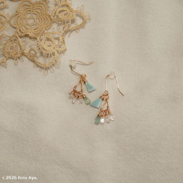 夏を、ひとかけら* ラリマーとハーキマーのピアス | iichi 日々の