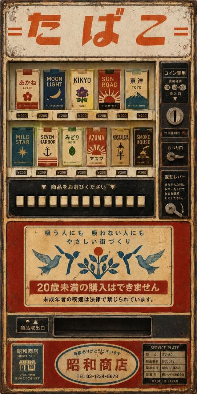 オーダー無料】たばこ タバコ 煙草 喫煙室 禁煙所 自動販売機 昭和