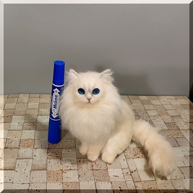 羊毛フェルト 猫 チンチラ ペルシャ猫 ねこ ネコ 猫フィギュア | iichi