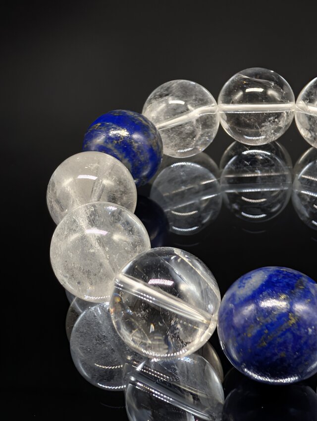 パワーストーン】ヒマラヤ水晶(ガネーシュヒマール) ラピスラズリ 16mm