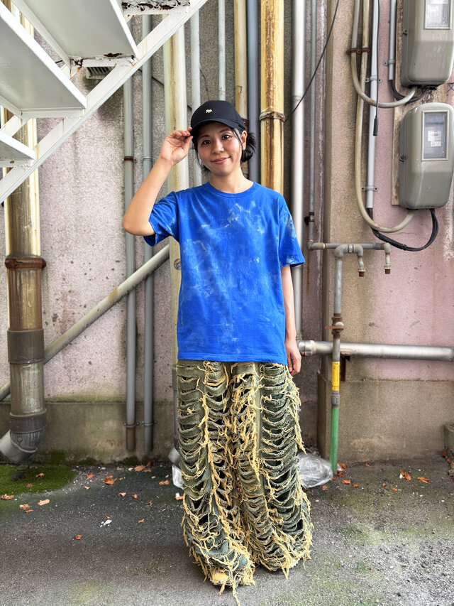 タイダイ Tシャツ Mサイズ ブルー ムラ染め ブリーチ Hippies Dye HD26