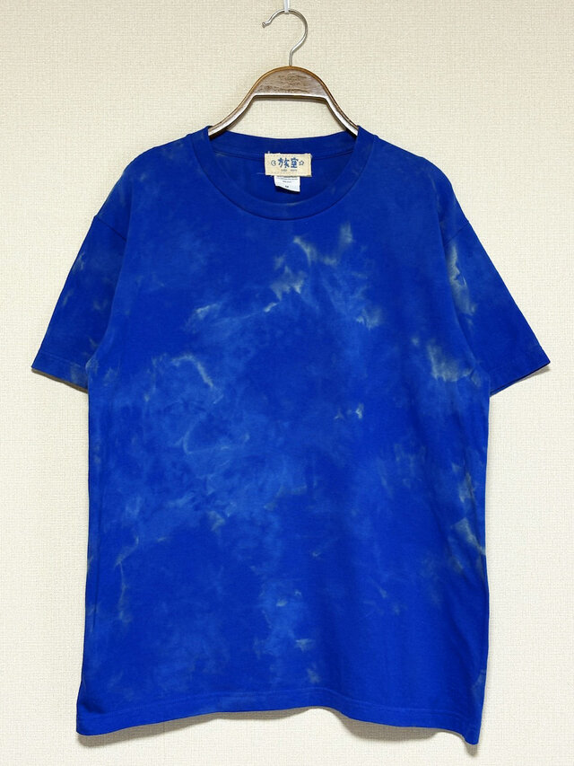 タイダイ Tシャツ ブルー　サイズ48 タイダイ Tシャツ Mサイズ ブルー ムラ染め ブリーチ Hippies Dye HD26