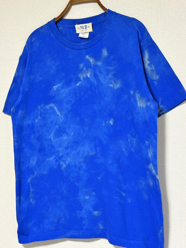 タイダイ Tシャツ Mサイズ ブルー ムラ染め ブリーチ Hippies Dye HD26