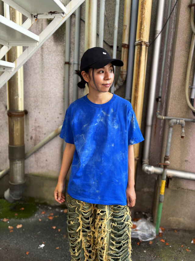 タイダイ Tシャツ Mサイズ ブルー ムラ染め ブリーチ Hippies Dye HD26