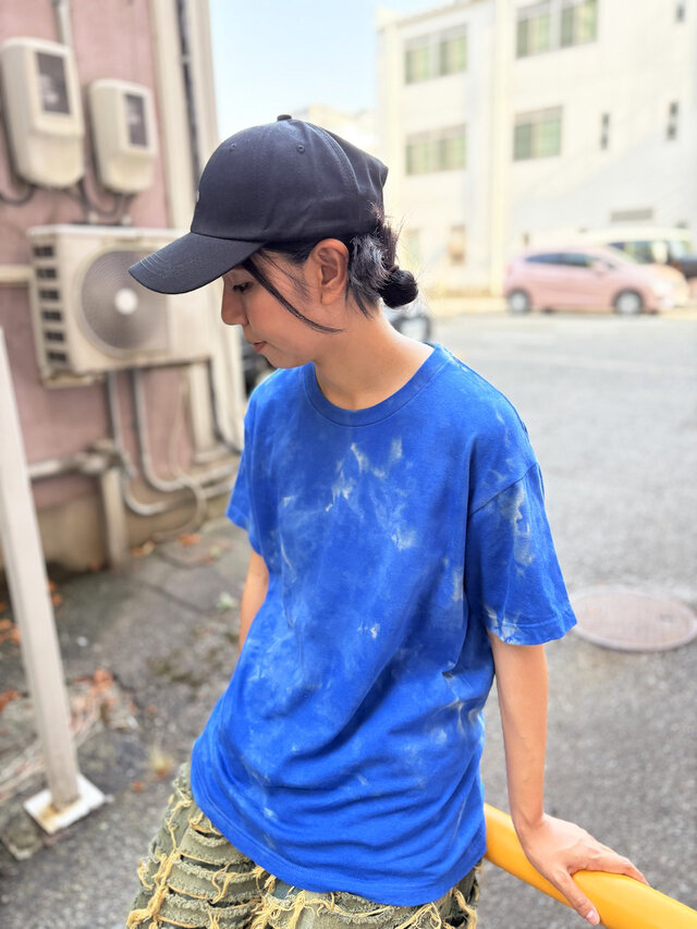 タイダイ Tシャツ Mサイズ ブルー ムラ染め ブリーチ Hippies Dye HD26