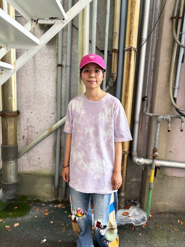 タイダイ Tシャツ Lサイズ ラベンダーミスト ムラ染め ブリーチ