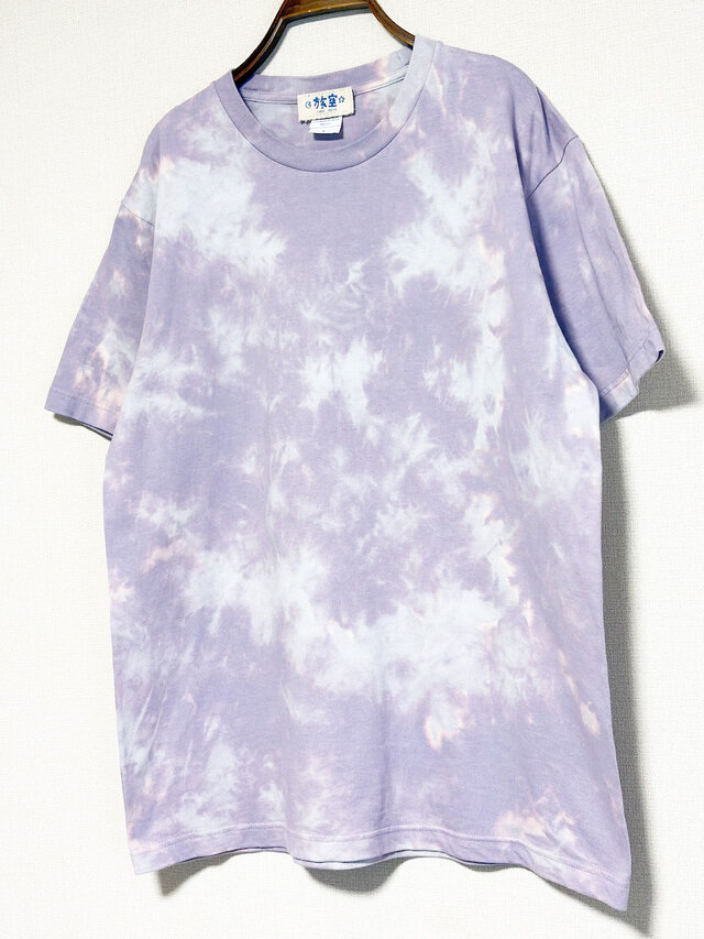タイダイ Tシャツ Lサイズ ラベンダーミスト ムラ染め ブリーチ
