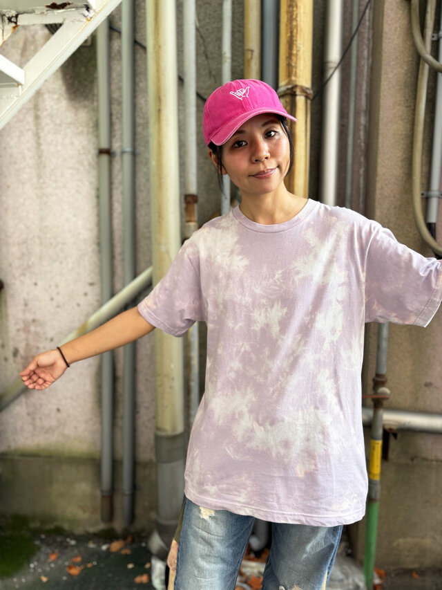 タイダイ Tシャツ Lサイズ ラベンダーミスト ムラ染め ブリーチ