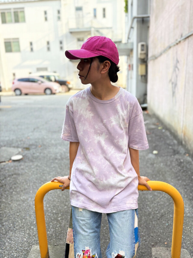 タイダイ Tシャツ Lサイズ ラベンダーミスト ムラ染め ブリーチ