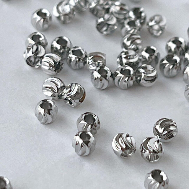 新商品 シルバーフィルド デザインラウンドビーズ 3mm 内径1.2mm 10個
