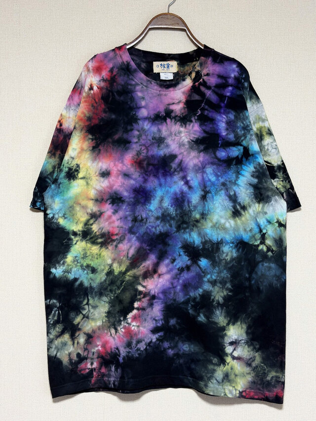 タイダイ Tシャツ XXLサイズ ブラック×カラフル Hippies Dye HD26-54