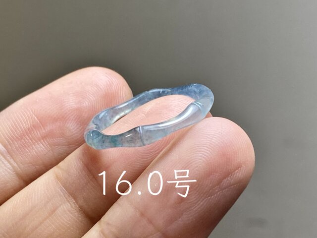 L18-178 氷種 水青色 16.0号 竹節 リング グアテマラ産 A貨 本翡翠