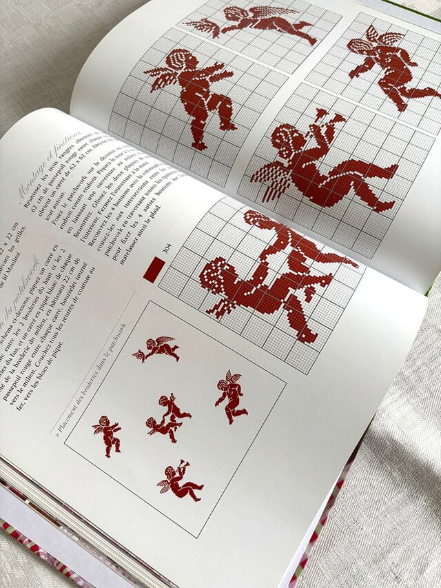 フランス古本 パッチワーク 刺繍 ABC クロスステッチ 手芸本 12psea9-2
