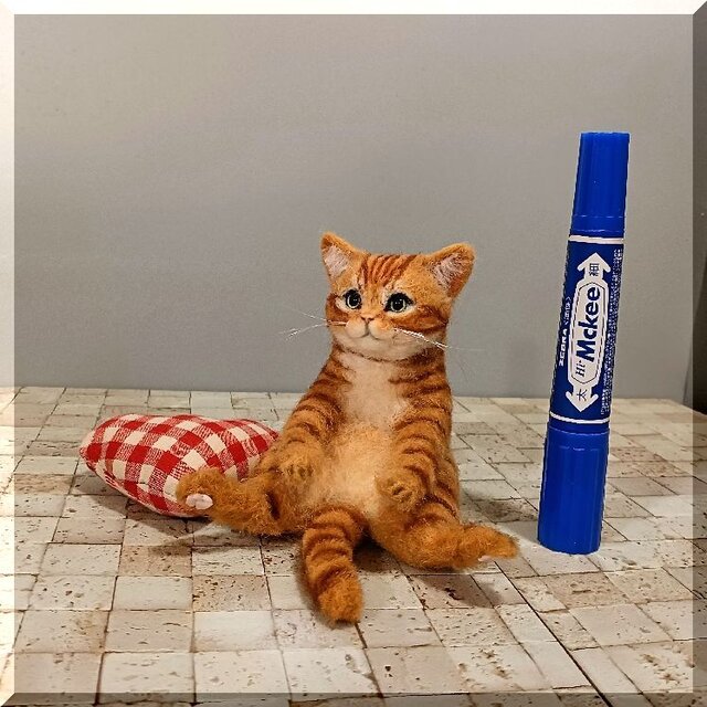 羊毛フェルト 猫 茶トラ猫 ねこ ネコ 猫フィギュア | iichi 日々の