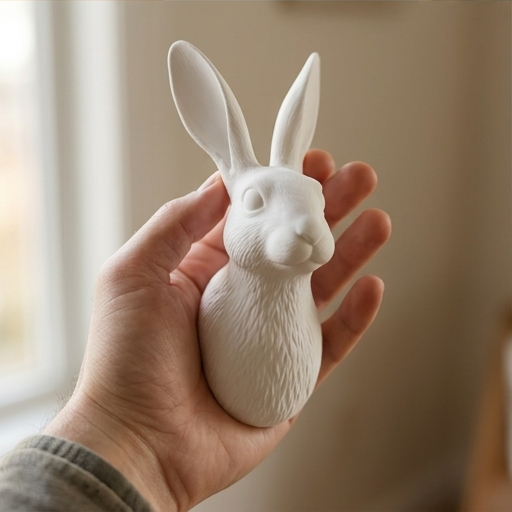 うさぎ（ベルジアンヘア）の壁掛けレリーフ 3Dプリント 白PLA