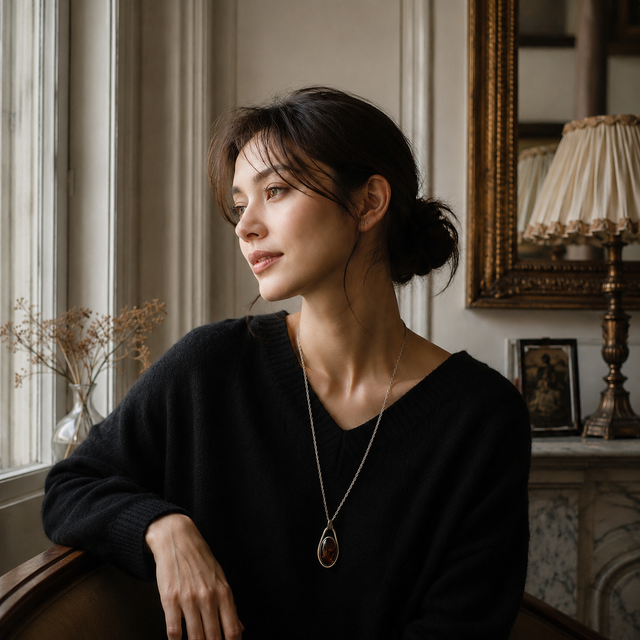 フランス買付】ヴィンテージ バルティックアンバー ロングネックレス 