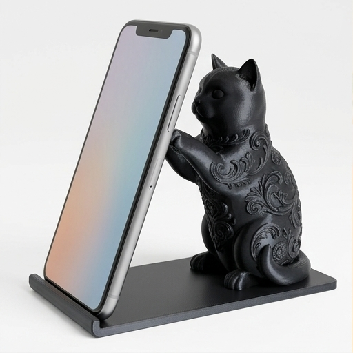 猫（ブリティッシュショートヘア）のスマホスタンド 卓上 シルク